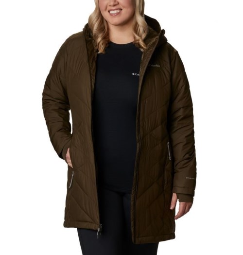 Columbia Heavenly Long Hette Jakke Dame Mørke Brune | Plus Size 14879J